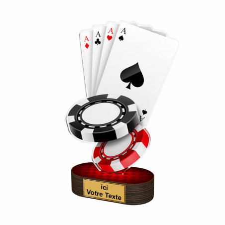 Trophée bois et acryglass couleurs Poker et jeux de cartes - BA-TL20232010