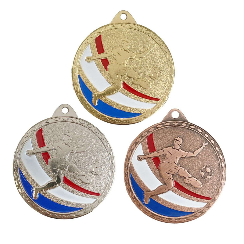 Médaille Frappée 50mm Football Tricolore - CH-IM00656