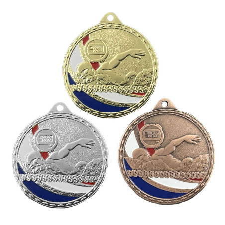 Médaille Frappée 50mm Natation Tricolore - CH-IM00683