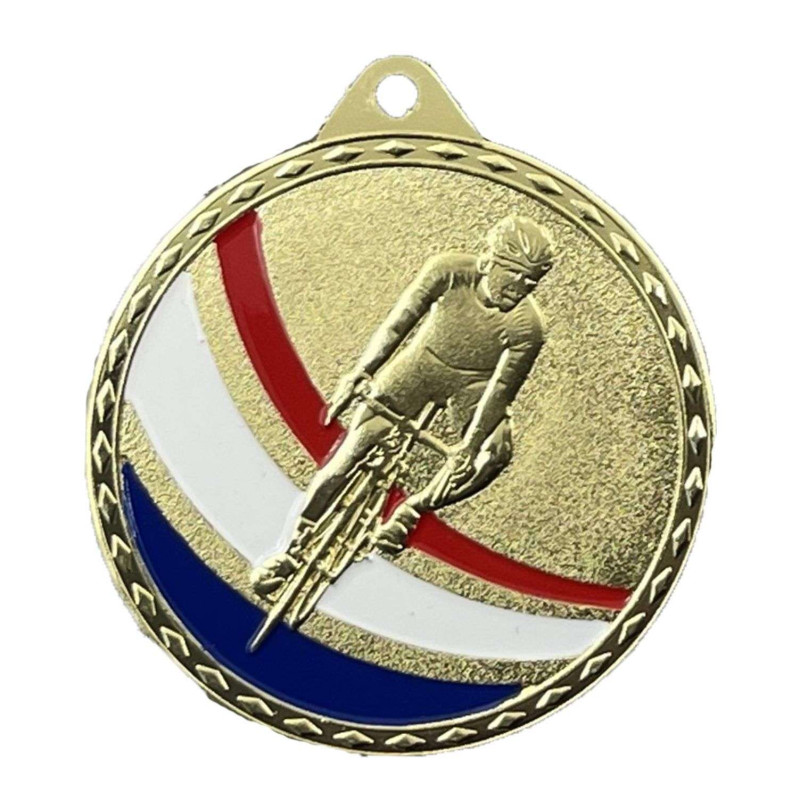 Médaille Frappée 50mm Cyclisme Tricolore - CH-IM00689