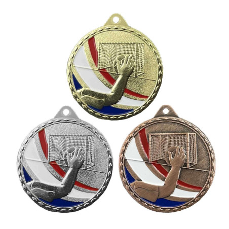 Médaille Frappée 50mm Handball Tricolore - CH-IM00693