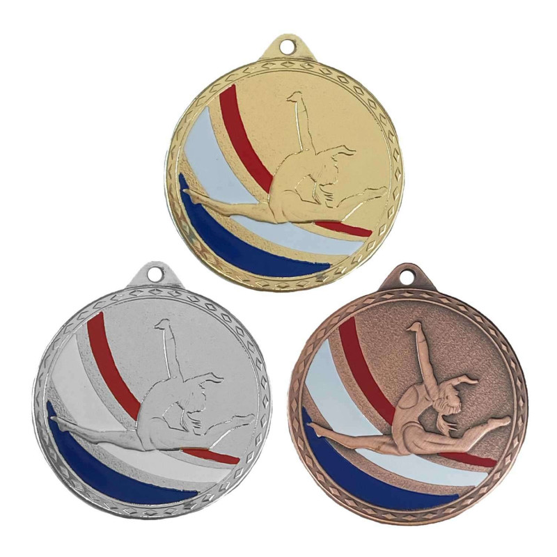 Médaille Frappée 50mm Gymnastique Femme Tricolore - CH-IM00696