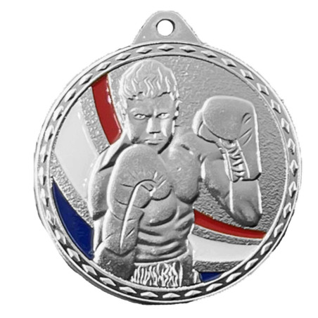 Médaille Frappée 50mm Boxe Tricolore - CH-IM00688