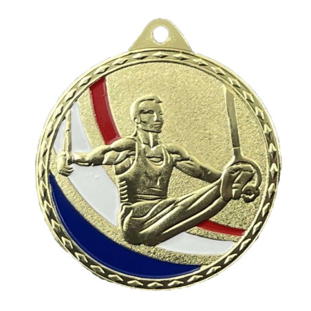 Médaille Frappée 50mm Gymnastique Homme Tricolore - CH-IM00695