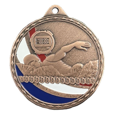 Médaille Frappée 50mm Natation Tricolore - CH-IM00683