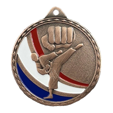 Médaille Frappée 50mm Karaté Tricolore - CH-IM00685