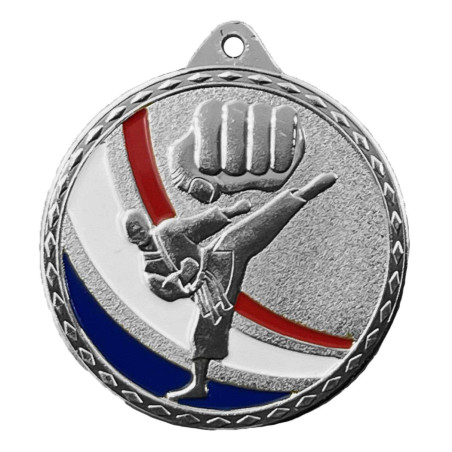 Médaille Frappée 50mm Karaté Tricolore - CH-IM00685